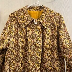 Vintage Patterned Coat with Yellow and Brown Design